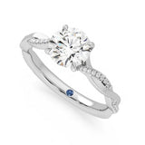 Twisted Band Round Moissanite Engagement Ring with Hidden Anniversary Stone Accent - MSBLUE Jewelry