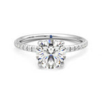 Four-Prong Round Moissanite Engagement Ring with Hidden Anniversary Stone Accent - MSBLUE Jewelry