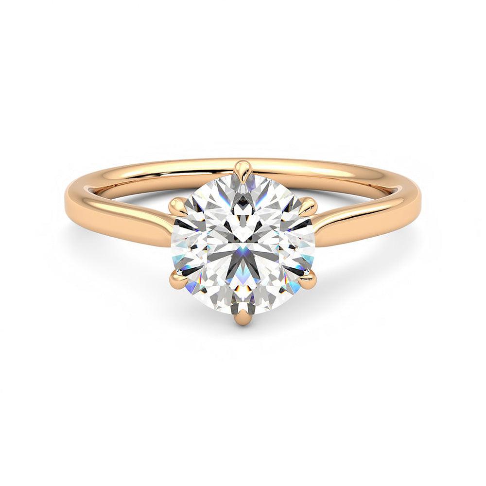 Classic Six-Prong Moissanite Engagement Ring with Hidden Anniversary Stone Accent - MSBLUE Jewelry