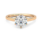 Classic Six-Prong Moissanite Engagement Ring with Hidden Anniversary Stone Accent - MSBLUE Jewelry