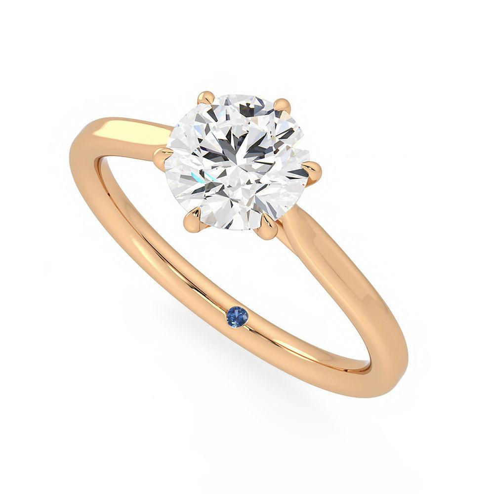 Classic Six-Prong Moissanite Engagement Ring with Hidden Anniversary Stone Accent - MSBLUE Jewelry