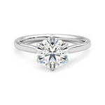 Classic Six-Prong Moissanite Engagement Ring with Hidden Anniversary Stone Accent - MSBLUE Jewelry