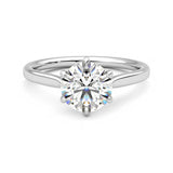 Classic Six-Prong Moissanite Engagement Ring with Hidden Anniversary Stone Accent - MSBLUE Jewelry