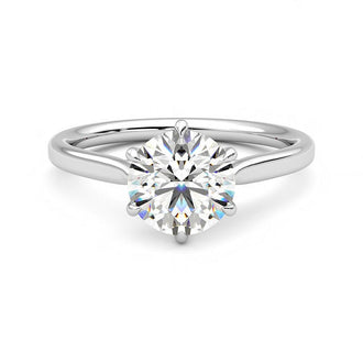 Classic Six-Prong Moissanite Engagement Ring with Hidden Anniversary Stone Accent - MSBLUE Jewelry