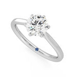 Classic Six-Prong Moissanite Engagement Ring with Hidden Anniversary Stone Accent - MSBLUE Jewelry