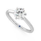 Classic Six-Prong Moissanite Engagement Ring with Hidden Anniversary Stone Accent - MSBLUE Jewelry