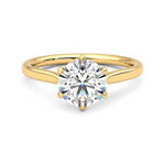 Classic Six-Prong Moissanite Engagement Ring with Hidden Anniversary Stone Accent - MSBLUE Jewelry