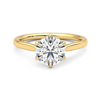 Classic Six-Prong Moissanite Engagement Ring with Hidden Anniversary Stone Accent - MSBLUE Jewelry