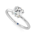 Double Prong Round Moissanite Engagement Ring with Hidden Halo and Anniversary Stone Accent - MSBLUE Jewelry