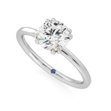 Double Prong Round Moissanite Engagement Ring with Hidden Halo and Anniversary Stone Accent - MSBLUE Jewelry