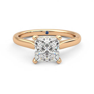 Princess Cut Moissanite Engagement Ring with Hidden Anniversary Stone and Secret Accents - MSBLUE Jewelry