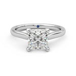 Princess Cut Moissanite Engagement Ring with Hidden Anniversary Stone and Secret Accents - MSBLUE Jewelry