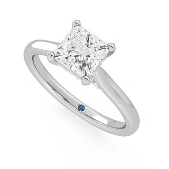 Princess Cut Moissanite Engagement Ring with Hidden Anniversary Stone and Secret Accents - MSBLUE Jewelry