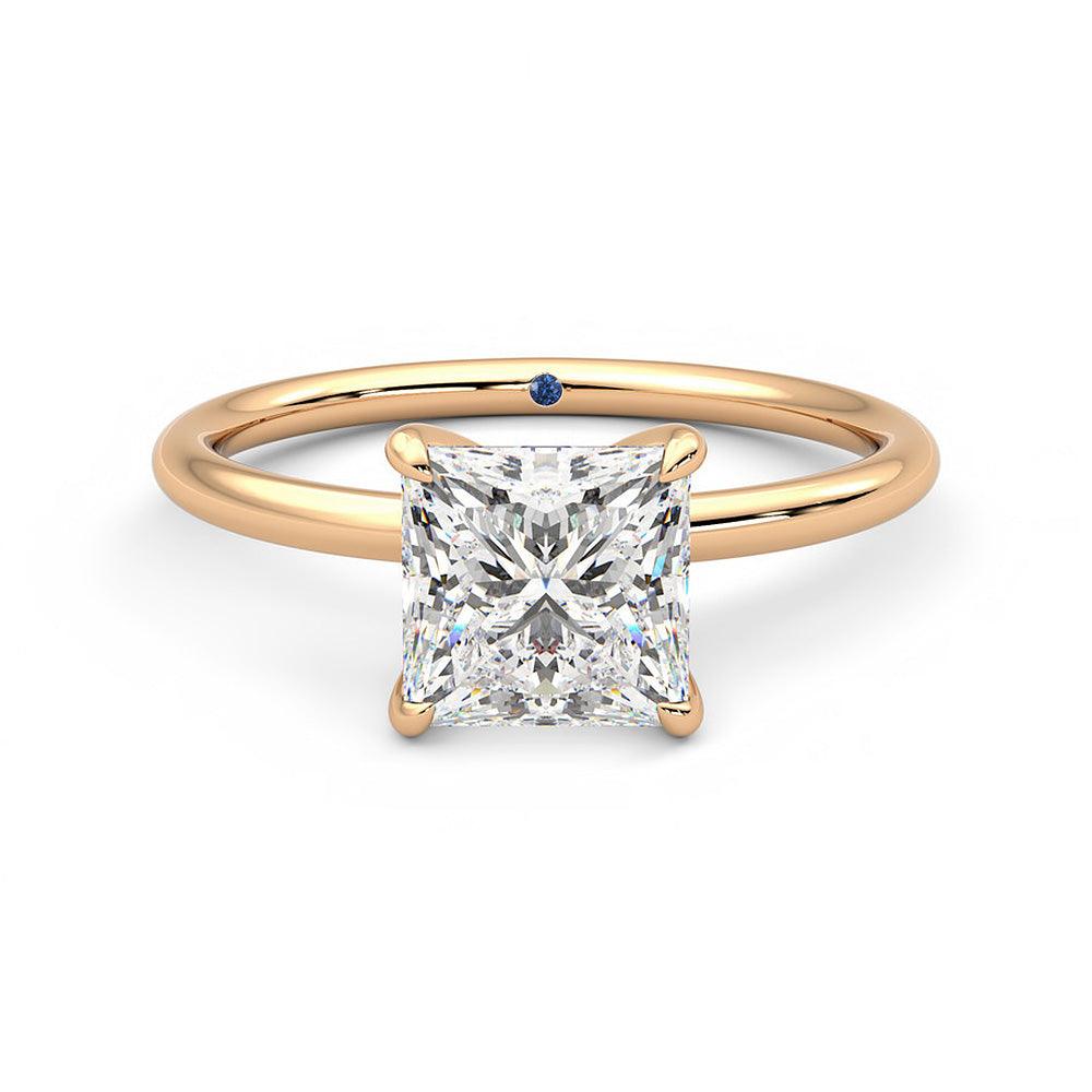 Solitaire Princess Cut Moissanite Engagement Ring with Hidden Anniversary Stone - MSBLUE Jewelry