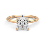 Solitaire Princess Cut Moissanite Engagement Ring with Hidden Anniversary Stone - MSBLUE Jewelry