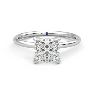 Solitaire Princess Cut Moissanite Engagement Ring with Hidden Anniversary Stone - MSBLUE Jewelry