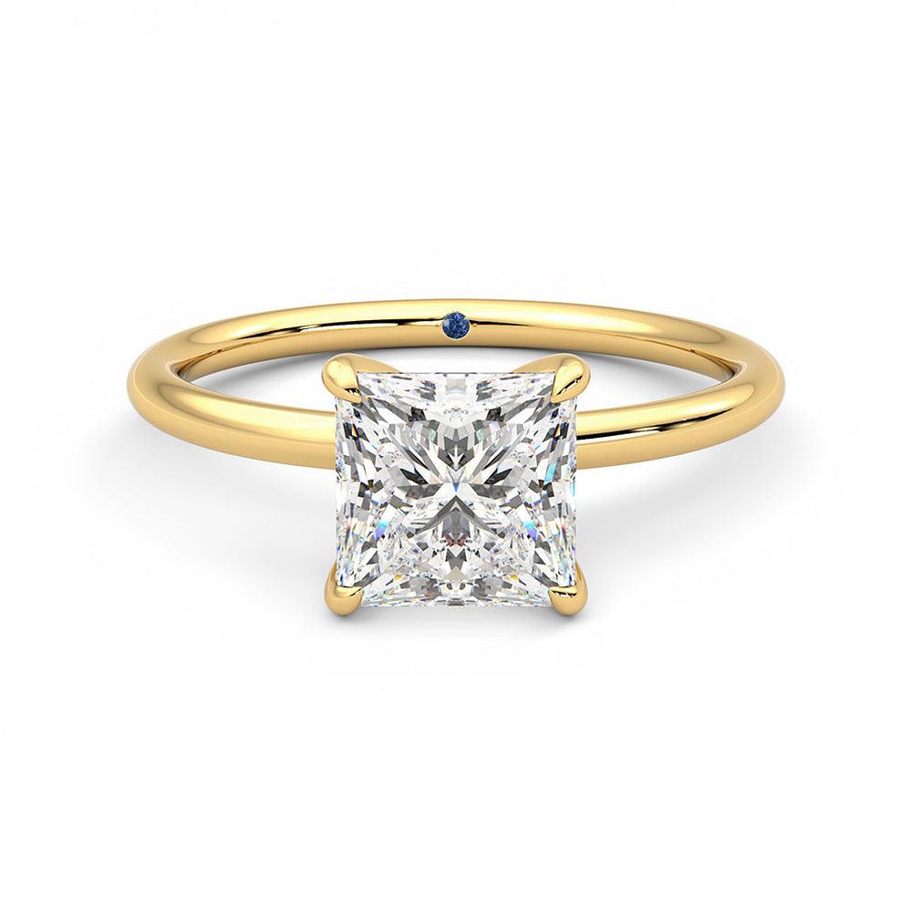 Solitaire Princess Cut Moissanite Engagement Ring with Hidden Anniversary Stone - MSBLUE Jewelry