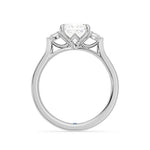 Three Stone Princess Cut Moissanite Engagement Ring with Hidden Anniversary Stone Accent - MSBLUE Jewelry