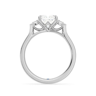 Three Stone Princess Cut Moissanite Engagement Ring with Hidden Anniversary Stone Accent - MSBLUE Jewelry