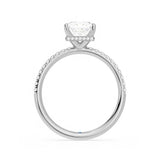 Princess Cut Moissanite Engagement Ring with Hidden Halo and Anniversary Stone Accent - MSBLUE Jewelry