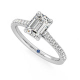 Emerald Cut Moissanite Engagement Ring with Hidden Anniversary Stone and Pavé Accents - MSBLUE Jewelry