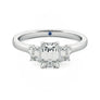 Four Prong Three Stone Emerald Cut Moissanite Engagement Ring with Hidden Anniversary Stone Accent - MSBLUE Jewelry