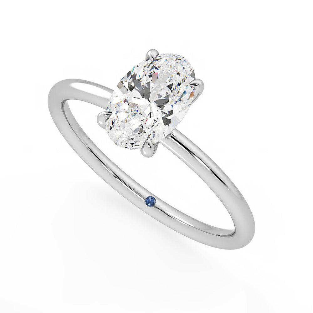 Solitaire Oval Cut Moissanite Engagement Ring with Hidden Anniversary Stone - MSBLUE Jewelry