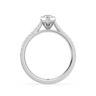 Pear Cut Moissanite Engagement Ring with Hidden Anniversary Stone and Pavé Accents - MSBLUE Jewelry