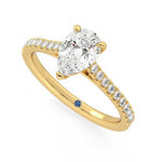 Pear Cut Moissanite Engagement Ring with Hidden Anniversary Stone and Pavé Accents - MSBLUE Jewelry