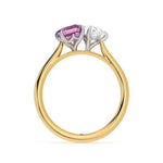 Toi et Moi Pear Shaped Moissanite and Emerald Cut Pink Sapphire Engagement Ring - MSBLUE Jewelry