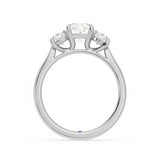 Four Prong Three Stone Cushion Cut Moissanite Engagement Ring with Hidden Anniversary Stone Accent - MSBLUE Jewelry