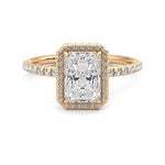 Classic Halo Radiant Cut Moissanite Engagement Ring with Hidden Anniversary Stone Accent - MSBLUE Jewelry