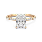 Four-Prong Radiant Cut Moissanite Engagement Ring with Hidden Anniversary Stone Accent - MSBLUE Jewelry