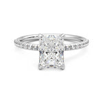 Four-Prong Radiant Cut Moissanite Engagement Ring with Hidden Anniversary Stone Accent - MSBLUE Jewelry