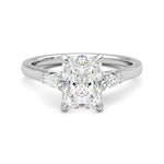 Three Stone Radiant Cut Engagement Ring with Hidden Anniversary Stone Accent - MSBLUE Jewelry