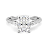 Three Stone Radiant Cut Engagement Ring with Hidden Anniversary Stone Accent - MSBLUE Jewelry