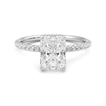 Radiant Cut Moissanite Engagement Ring with Hidden Halo and Anniversary Stone Accent - MSBLUE Jewelry