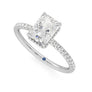 Radiant Cut Moissanite Engagement Ring with Hidden Halo and Anniversary Stone Accent - MSBLUE Jewelry, #White-Gold-Plated-Silver