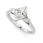 Three Stone Marquise Cut Moissanite Engagement Ring with Hidden Anniversary Stone Accent - MSBLUE Jewelry