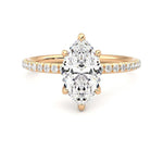 Six-Prong Marquise Cut Moissanite Engagement Ring with Hidden Anniversary Stone Accent - MSBLUE Jewelry