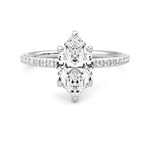 Six-Prong Marquise Cut Moissanite Engagement Ring with Hidden Anniversary Stone Accent - MSBLUE Jewelry