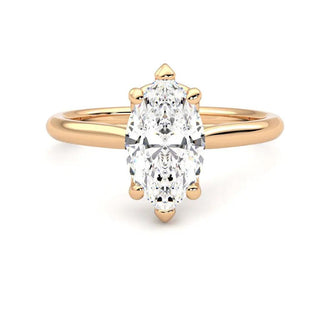 Six-Prong Solitaire Marquise Cut Moissanite Engagement Ring with Hidden Anniversary Stone Accent - MSBLUE Jewelry