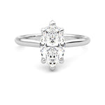 Six-Prong Solitaire Marquise Cut Moissanite Engagement Ring with Hidden Anniversary Stone Accent - MSBLUE Jewelry