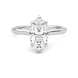 Six-Prong Solitaire Marquise Cut Moissanite Engagement Ring with Hidden Anniversary Stone Accent - MSBLUE Jewelry