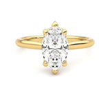 Six-Prong Solitaire Marquise Cut Moissanite Engagement Ring with Hidden Anniversary Stone Accent - MSBLUE Jewelry