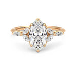 Marquise Cut Moissanite Engagement Ring with Petals and Hidden Anniversary Stone Accent - MSBLUE Jewelry