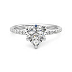 Heart Shaped Moissanite Engagement Ring with Hidden Anniversary Stone Accent - MSBLUE Jewelry