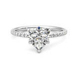 Heart Shaped Moissanite Engagement Ring with Hidden Anniversary Stone Accent - MSBLUE Jewelry