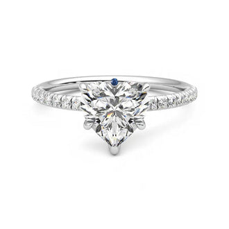 Heart Shaped Moissanite Engagement Ring with Hidden Anniversary Stone Accent - MSBLUE Jewelry