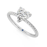 Heart Shaped Moissanite Engagement Ring with Hidden Anniversary Stone Accent - MSBLUE Jewelry